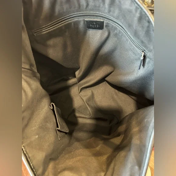 Gucci Black GG Canvas Tote with Burgundy Center Stripe - Picture 10 of 15